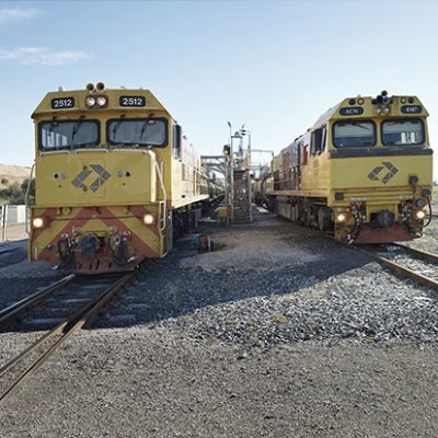 Two trains on railway tracks